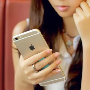 Metal mobile phone ring holder stand, 360 degree rotating finger grip kickstand for smartphone.
