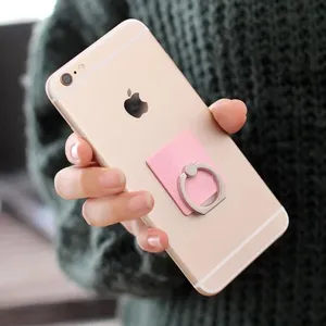 Pink acrylic metal phone ring holder main display view with secure grip stand design.