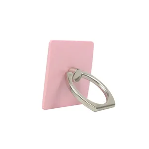 Pink acrylic mobile phone ring holder stand with silver metal ring for smart phones.