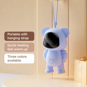 Portable USB rechargeable hand warmer cute blue bear design digital display winter warm gift