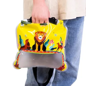 Transparent large inflatable phone waterproof pouch with cute cartoon animal prints for swimming.