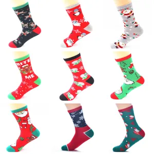Christmas socks for women mid-tube festive cotton novelty socks cute reindeer Santa holiday gifts