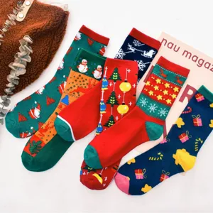 Cute Christmas socks for women mid-tube winter warm cotton socks festive holiday gifts pair