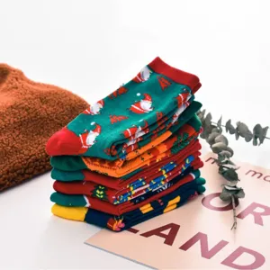 2025 New Christmas Socks Women Mid Tube Cute Santa Elk Festive Cotton Winter Socks Set