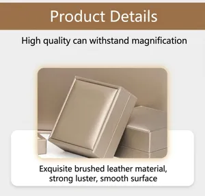 Close-up of premium brushed PU leather jewelry gift box with metallic texture
