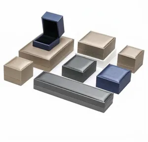 Collection of high-end brushed PU leather jewelry boxes in various colors and sizes