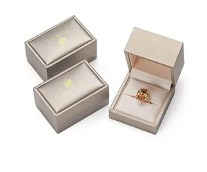 Luxury champagne gold brushed PU leather jewelry boxes with elegant gold logo text