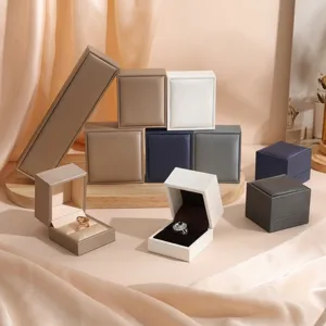 Luxury Brushed PU Leather Jewelry Gift Box High Grade Velvet Lining Gift Packaging Cases For Ring Pendant Bracelet Watch Box Organizer
