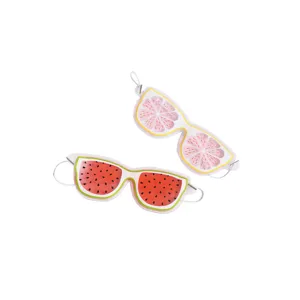 masques de yeux glacés de fruits de dessin animé mignon avec des motifs de pastèque et pamplemousse.
