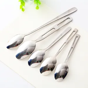 Stainless steel mixing spoon long handle hollow teaspoon kitchen dining tableware set 5pcs