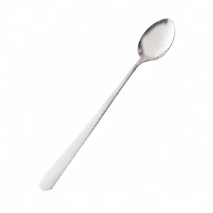 Stainless steel long handle stirring spoon for coffee, tea, and food seasoning. Food grade.
