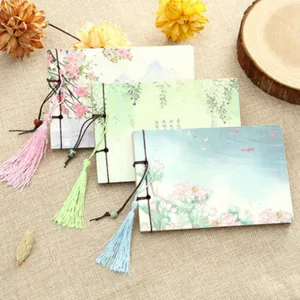Vintage Chinese Style Kraft Paper Notebook Retro Blank Journal Notepad with Tassel Bookmark Stationery
