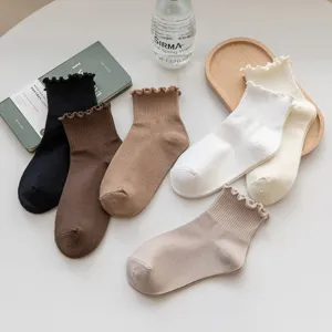 Japanische rüschen socken damen kurze socken süss frühling sommer freizeit einfarbig socken