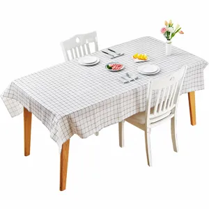 Waterproof PVC plaid tablecloth Nordic style dining table cover fresh grid table protector