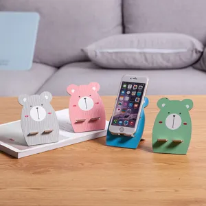 Cute cartoon animal wooden phone stand desktop holder creative gift wholesale main view