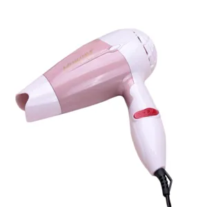 Portable pink and white foldable hair dryer for daily use and dorms, main view.