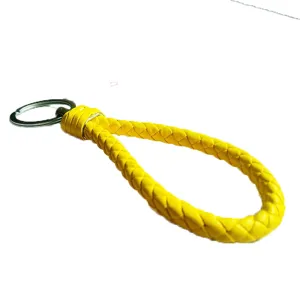 Portachiavi intrecciato in pelle gialla cinturino PU cordino per chiavi auto regalo