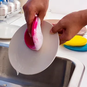 Silicone dishwashing brush multifunctional kitchen cleaning tool for cleaning plates bowls