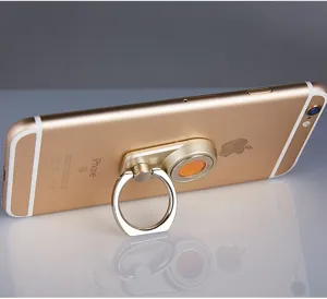 Metal phone ring holder detail, magnetic mount feature, sleek gold finish, sturdy desktop stand.