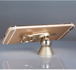 Universal magnetic car phone mount featuring a metal ring holder for secure vehicle navigation.