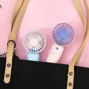 Mini ventilatore portatile USB ricaricabile con design bicolore per scrivania e viaggi all'aperto.