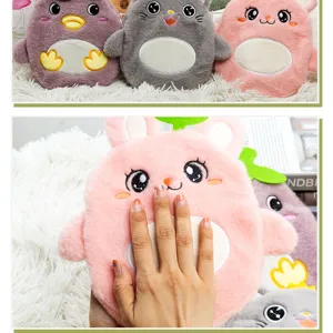 Cute large plush hot water bag with PVC inner tank, cartoon hand warmer for students and girls.