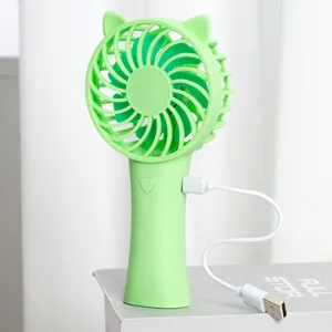 Mini ventilatore portatile verde con orecchie di gatto USB ricaricabile carino