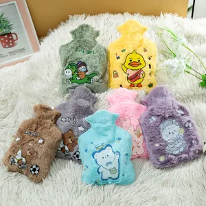 Cute cartoon plush hot water bottle winter warm water injection hand warmer bag cozy style.