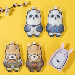 Cute cartoon panda and bear hot water bag portable hand warmer for students dorm use.