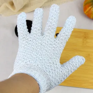Gant de gommage de douche texturé bleu pour un nettoyage en profondeur, design épais.