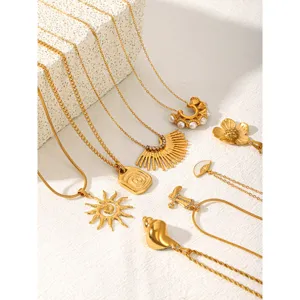 Squisita collana in acciaio al titanio con vari ciondoli eleganti per le donne alla moda.