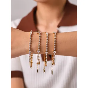 Élégants bracelets tennis en acier inoxydable plaqué or 18k zircons pour femmes bijoux