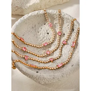 Bracelet tennis en cristal d'acier inoxydable plaqué or 18K, bijoux de mode élégants.