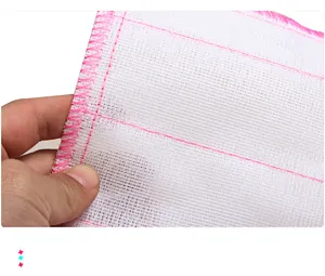Weisses Netz-Reinigungstuch mit rosa Naht, langlebiges Kuchentuch fur tagliche Wasche.