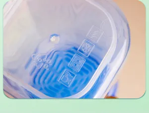Plastic water bottle detail showing PP 5 material and food grade safety icons clearly.
