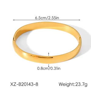 Gold stainless steel open bangle bracelet minimalist fashion jewelry detail view item