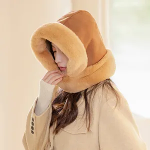 Women Winter Warm Windproof Trapper Hat Thickened Faux Fur Suede Bomber Hat Ear Flap Ski Cycling Cap