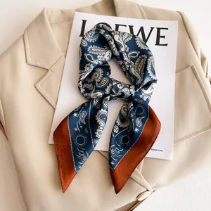 Women Satin Square Scarf Paisley Floral Neckerchief Fashion Versatile Hair Scarf Bag Accessory For Daily Commute