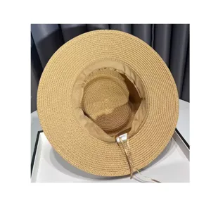 Cappello di paglia donna tesa larga sole estate spiaggia protezione solare dettaglio