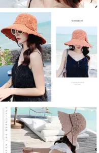 Geflochtener Strohhut für Damen, handgemachte Sommer Strand Sonnenhut mit kleinen Krempe.