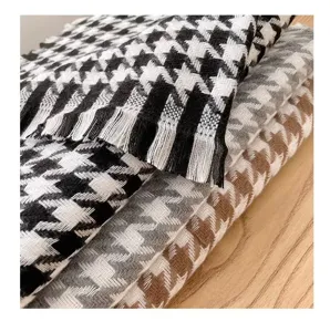 Classic houndstooth women imitation cashmere scarf thick warm winter tassel shawl design