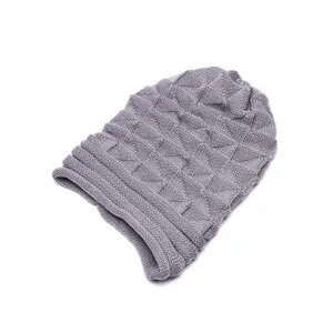 Grey knit beanie slouchy hat for autumn winter outdoor sports daily casual warm wear main