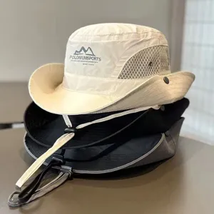 Outdoor camping drawstring bucket hat sun protection hiking fishing cap mountain sun hat