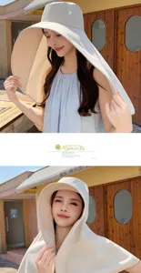 Women full face sun protection bucket hat summer oversized cape sunshade hat outdoor