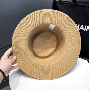 Women Summer Straw Hat British Retro Elegant Fedora Beach Sunshade Breathable Sun Hat