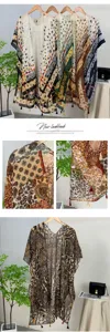 Women beach cover-up shawl resort wear versatile bohemian printed tassel cardigan swimwear