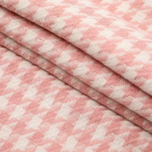 Pink houndstooth imitation cashmere scarf folded texture winter warm cozy fashion accessory.
