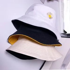 Unisex Wendebachttuch mit süßer Gänseblümchen-Bestickung, lässiger Baumwoll-Sonnenschutzhut.