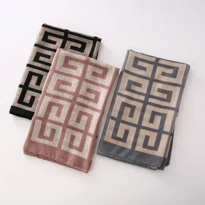 Women geometric print cotton feel scarf winter warm fashion shawl soft neck wrap accessory