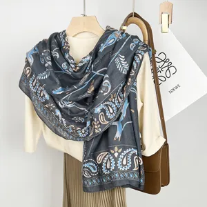 Vintage paisley print sun protection scarf, lightweight shawl and air conditioning wrap for women.